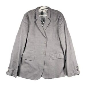 Howe 46 Pick-Stitched Cotton Gray‎ Long Blazer Sports Jacket Double Plaid Lined